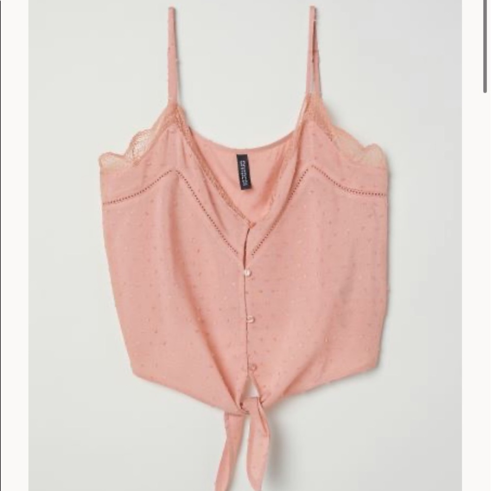 H&M Blush cami top with front tie